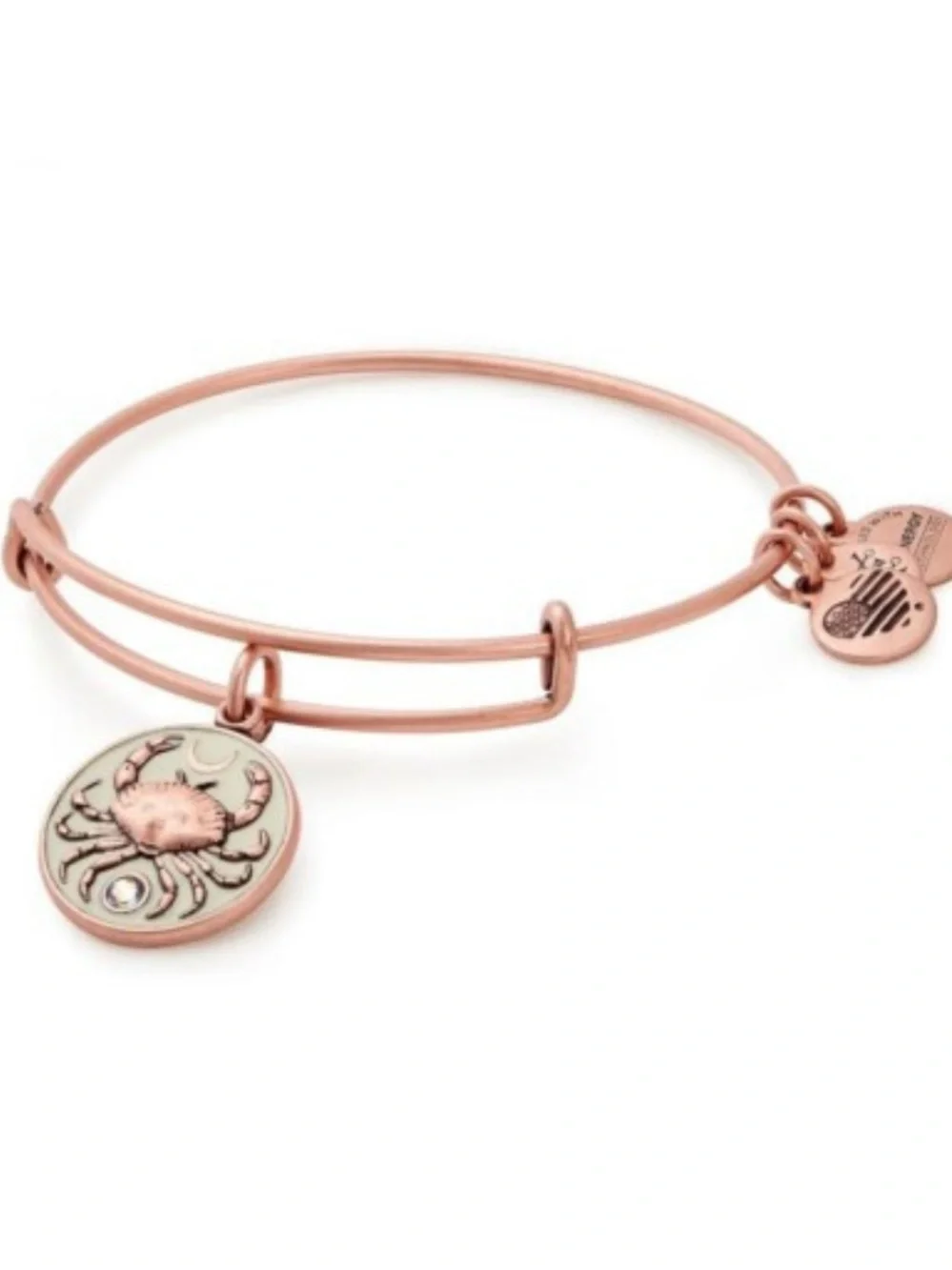 Alex and Ani Crab Charm Bangle Bracelet - Rose Gold & Turquoise